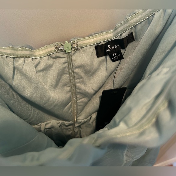 LULUS Fairytale Design Sage Green Organza Strapless A-Line Midi Dress XS NWT - Picture 6 of 14